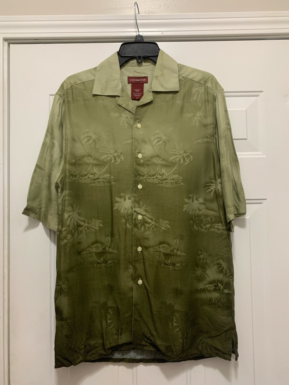 4/$10 Covington Men's Olive Green Ombre Hawaiian Shirt Size Small